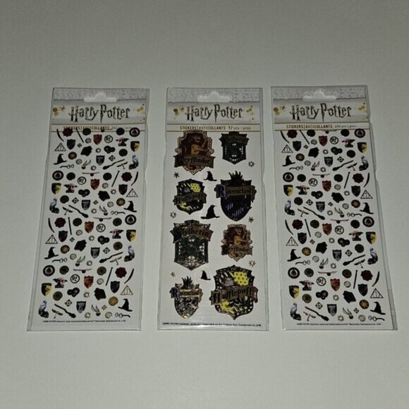 NEW 3 Harry Potter Stickers Lot Wizarding World Paper House Crests Micro Icons - Picture 1 of 7
